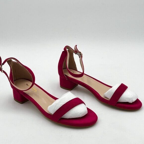 XYD Women Open Toe Strappy Low Block Heel Sandal Pumps Ankle Strap Wedding - Picture 5 of 5